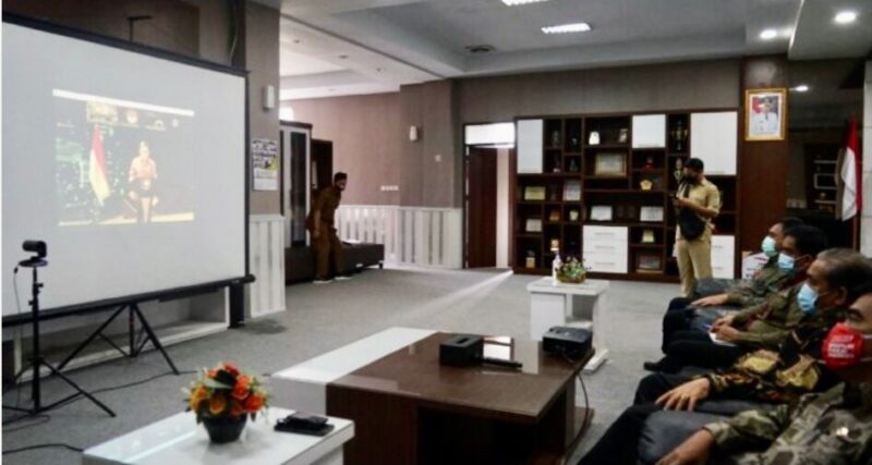 Bupati Sidrap H Dollah Mando mengikuti launching sinergitas bersama Monitoring Centre for Prevention (MCP)