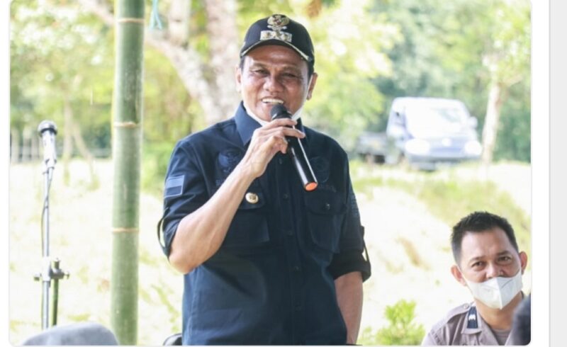 Bupati Barru Suardi Saleh memberikan arahan saat pencanangan  tanam Perdana IP-300 varietas M700 pada kelompok tani Pattembang Desa Tompo