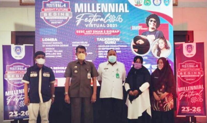 Millenial Festival dibuka Staf Ahli Bupati Bidang Pemerintahan Andi Patahangi Nurdin mewakil Bupati Sidrap yang digelar SESC 467 SMAN 2 Sidrap