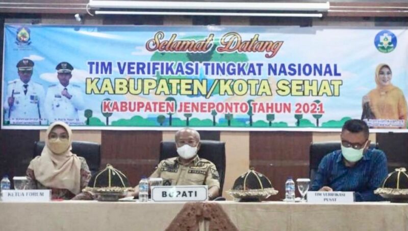 Bupati Jeneponto Iksan Iskandar menerima kunjungan Tim Verifikasi Nasional Kabupaten Sehat