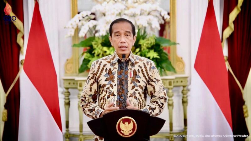 Presiden Joko Widodo  keterangan persnya, Rabu 23 Maret 2022), di Istana Merdeka, Jakarta.