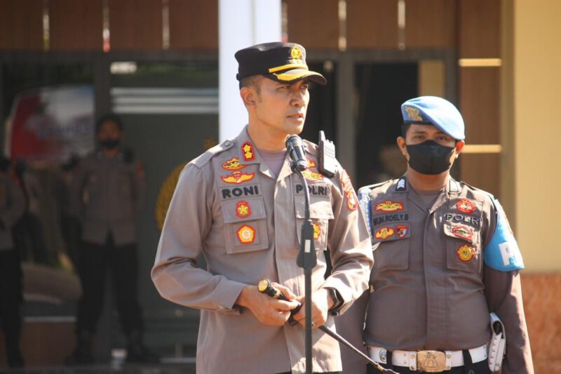 Kapolres Pinrang Pimpin  Apel gabungan dalam rangka pengamanan unjuk rasa