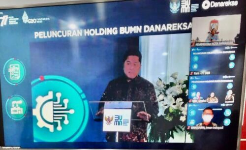 Asisten I Pemerintah Kota (Pemkot) Makassar, Andi Muh. Yasir, Mewakili Wali Kota dan Wakil Wali Kota Makassar, Menghadiri Peluncuran Holding BUMN Danareksa, yang dilaksanakan Kementerian Badan Usaha Milik Negara (BUMN) Secara Virtual, Rabu 20 Juli 2022.