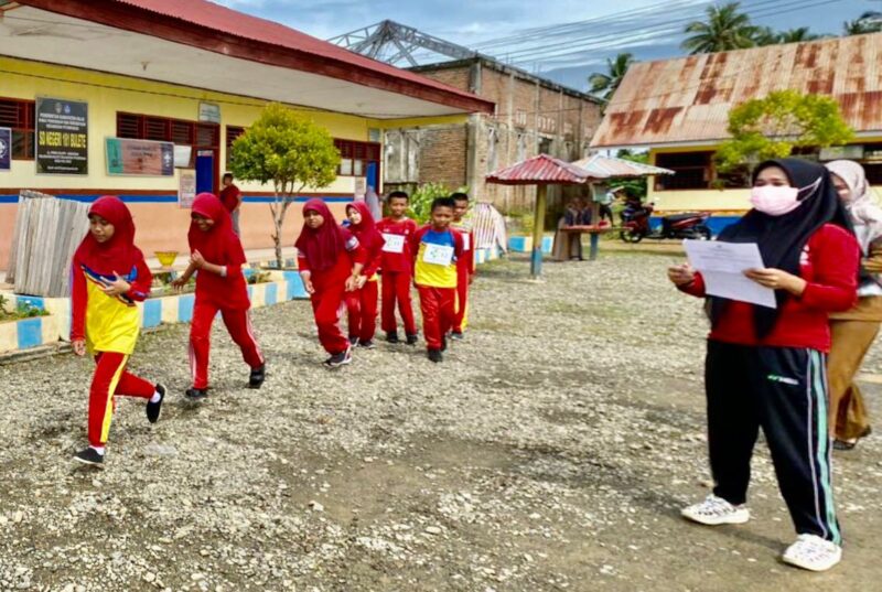 BERINOVASI. Siswa Sekolah Dasar Negeri 181- 182 Bulete Wajo Selsel  melakukan latihan Program Puskesmas Pitumpanua Massikola. Senin 1 Agustus 2022.
