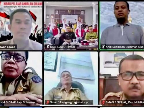 Gubernur Sulawesi Selatan, Andi Sudirman Sulaiman, Secara Resmi Melepas Kirab Andalan Pelajar Andalan dan Anti Mager Luwu Timur, Secara Virtual, Selasa 4 Oktober 2022.