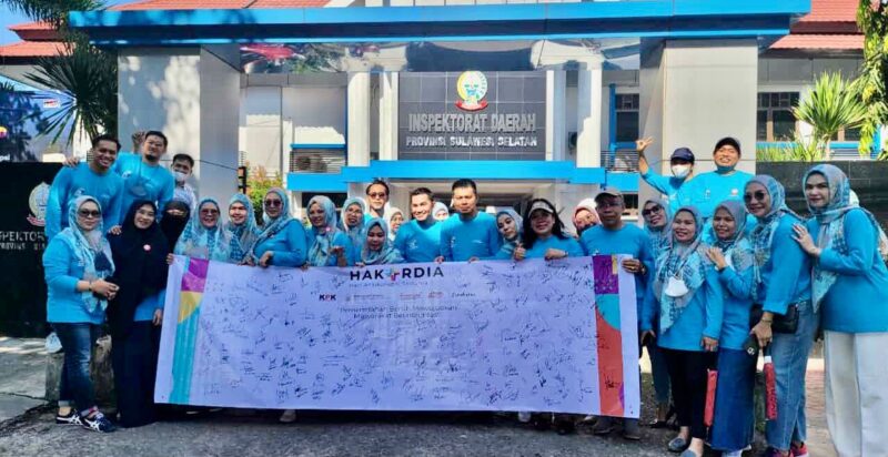Peringati Hari Anti Korupsi Sedunia, Inspektorat Provinsi Sulsel, Menggelar Kampanye Anti Korupsi, di depan Kantor Inspektorat Sulsel, Jalan A.P. Pettarani, Jum'at 9 Desember 2022.