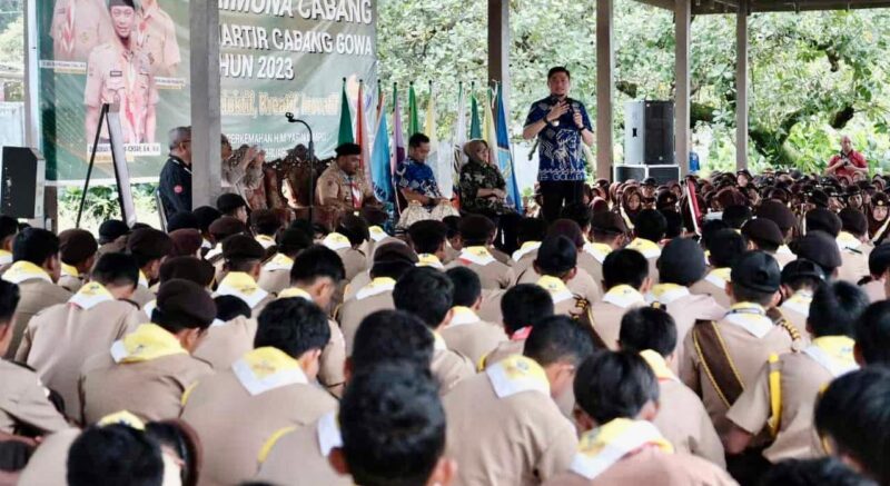 Bupati Gowa, Dr. Adnan Purichta Ichsan, SH, MH, Menjadi Narasumber Jumpa Tokoh Raimuna Cabang Gowa, di Bumi Perkemahan Cadika HM Yasin Limpo, Jum'at 24 Februari 2023