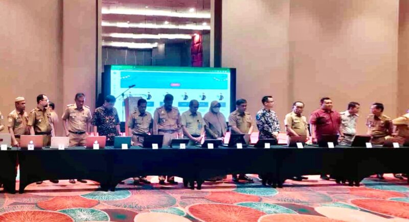 Diskominfo Kota Makassar, Melalukan Penandatanganan Perjanjian Kerjasama, dengan Badan Siber dan Sandi Negara (BSSN) serta Pemprov Sulsel, di Hotel Gammara, Selasa 7 Maret 2023.
