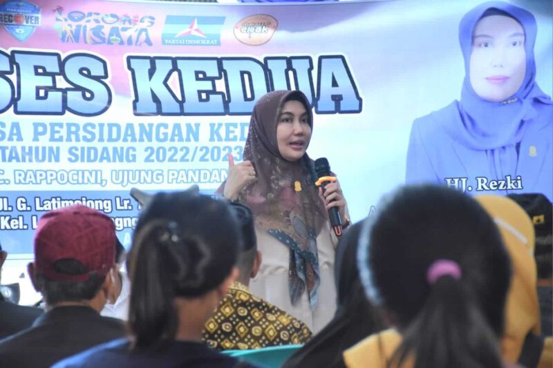 Legislator DPRD Kota Makassar, Fraksi Partai Demokrat, Rezki, Gelar Reses Kedua Masa Persidangan II Tahun 2022-2023, di Jalan Gunung Latimojong, Rabu 12 April 2023