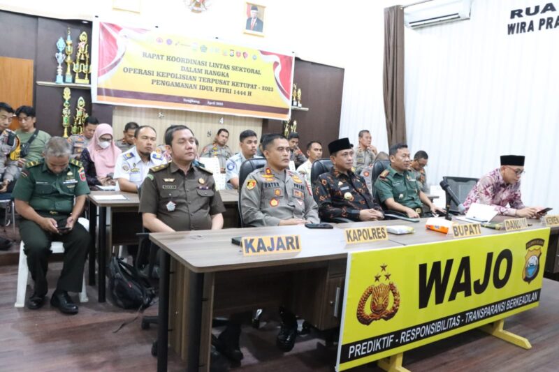 Kapolres Wajo Bersama Bupati dan Forkopimda Ikuti Rakor Lintas Sektoral Persiapan Idul Fitri 1444H