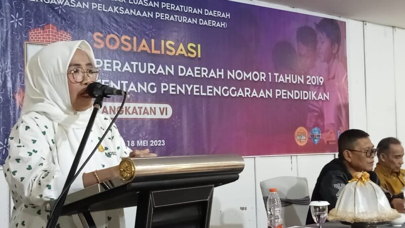 Legislator DPRD Kota Makassar, Fraksi Partai Perindo, Menggelar Sosialisasi Peraturan Daerah Nomor 1 Tahun 2019, Tentang Penyelenggaraan Pendidikan, di Hotel Karebosi Premier, Kamis 18 Mei 2023
