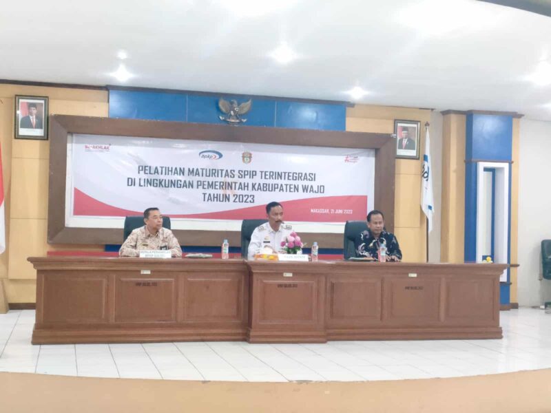 Wakil Bupati Wajo, H. Amran, Membuka Kegiatan Pelatihan Maturitas Sistem Pengendalian Intern Pemerintah (SPIP) Terintegrasi Tahun 2023, di Kantor Badan Pengawasan Keuangan dan Pembangunan (BPKP) Perwakilan Sulsel, Jalan Tamalanrea Raya (BTP), Kota Makassar, Rabu 21 Juni 2023