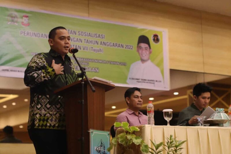 Legislator DPRD Kota Makassar, Rachmat Taqwa Quraisy, Gelar Sosialisasi Perda Nomor 6 Tahun 2019, di Hotel Khas, Sabtu 28 Mei 2023.