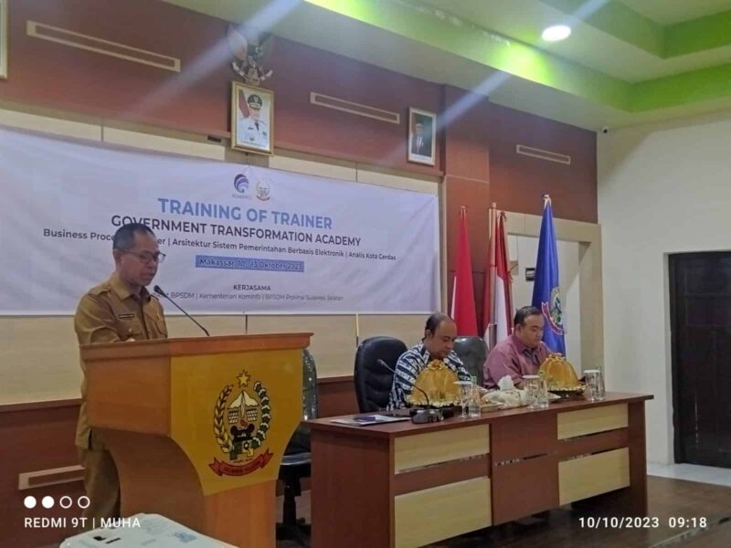 Kepala BPSDM Provinsi Sulawesi Selatan, Prof. Dr. Muhammad Jufri, Menghadiri Training of Trainer (ToT), di Aula Kampus II BPSDM Sulsel, Selasa 10 Oktober 2023