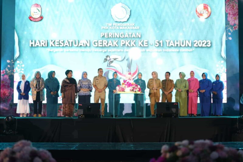 Wakil Wali Kota Makassar, Fatmawati Rusdi, Menghadiri Peringatan Hari Kesatuan Gerak PKK ke 51, di Upperhils Convention, Senin 16 Oktober 2023