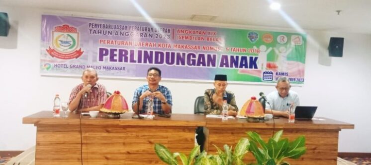 Legislator DPRD Kota Makassar, Nasir Rurung, Menggelar Sosialisasi Perda Perlindungan Anak, di Hotel Grand Maleo, Kamis 16 November 2023