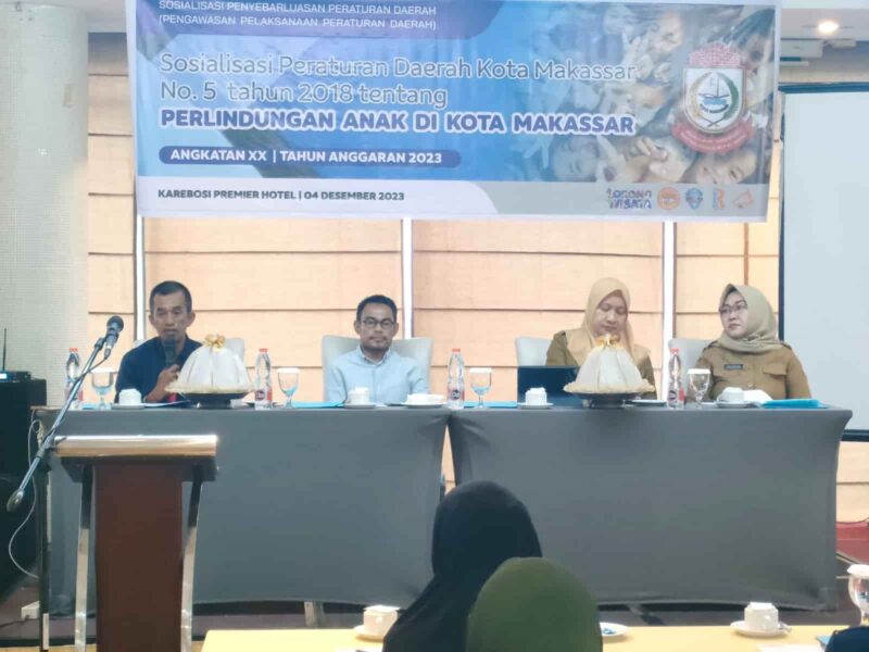 Legislator DPRD Kota Makassar, H. Saharuddin Said, Menggelar Sosialisasi Perda tentang Perlindungan Anak, di Hotel Karebosi Premier, Senin 4 Desember 2023