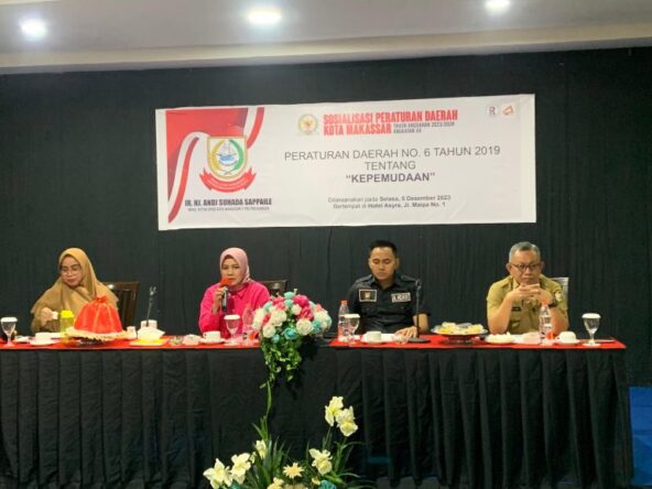 Wakil Ketua DPRD Kota Makassar, Andi Suhada Sappaile, Menggelar Sosialisasi Perda tentang Kepemudaan, di Hotel Asyira, Selasa 5 Desember 2023