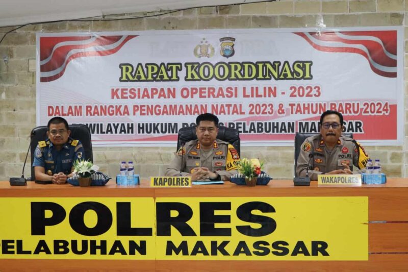 Jelang Natal dan Tahun Baru, Kapolres Pelabuhan Makassar, AKBP Yudi Frianto, Menggelar Rakor Lintas Sektoral, Rabu 20 Desember 2023