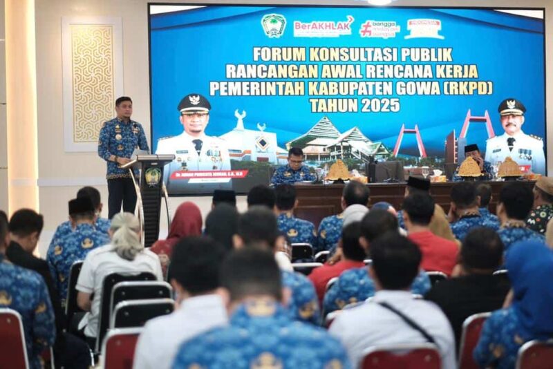 Bupati Gowa, Adnan Purichta Ichsan, Membuka Forum Konsultasi Publik Rancangan Awal Rencana Kerja Pemerintah Kabupaten Gowa Tahun 2025, Rabu 17 Januari 2024