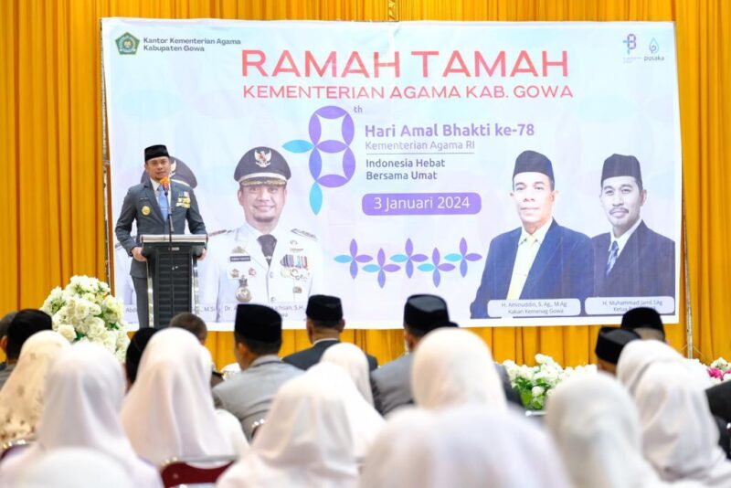 Bupati Gowa, Adnan Purichta Ichsan, Menghadiri Ramah Tamah Kemenag Kabupaten Gowa, di Gedung De'Bollo, Rabu 3 Januari 2024