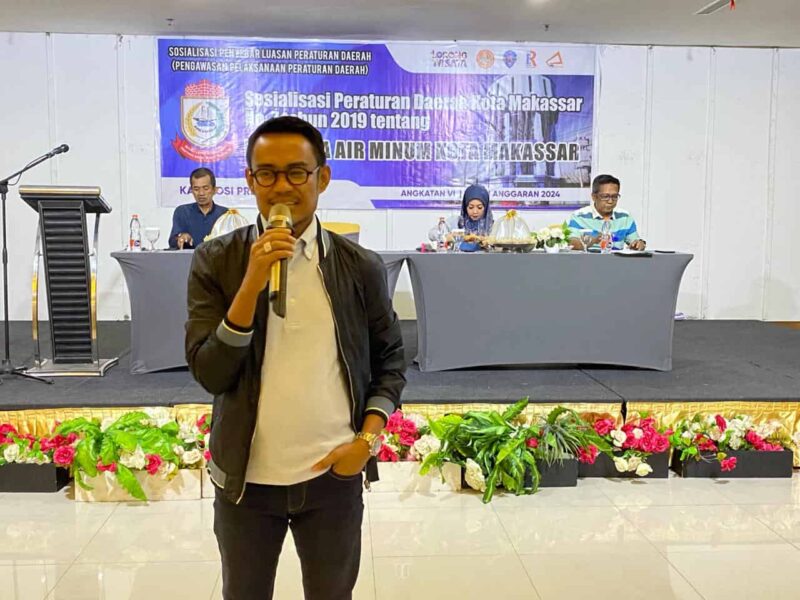 Legislator DPRD Kota Makassar, H. Saharuddin Said, Menggelar Sosialisasi Perda tentang Perumda Air Minum Kota Makassar, di Hotel Karebosi Premier, Selasa 6 Februari 2024