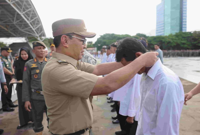 Wali Kota Makassar, Ir. Moh. Ramdhan Pomanto, Menghadiri Pengamanan Pemilu Damai, di Lapangan Karebosi, Senin 12 Februari 2024