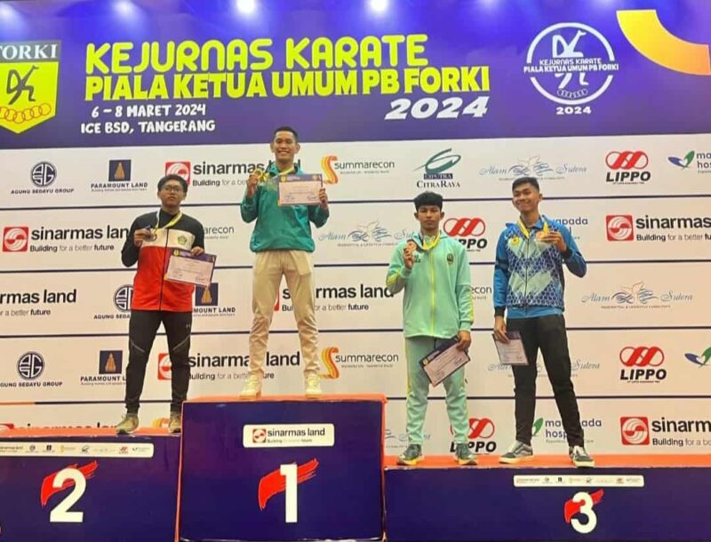 Siswa UPT SMAN 8 Makassar, Muh. Padl Fauzan, Berhasil Menjadi Juara I Kejurnas Karate Piala Ketum PB Forki, di ICE BSD Tangerang 6-8 Maret 2024