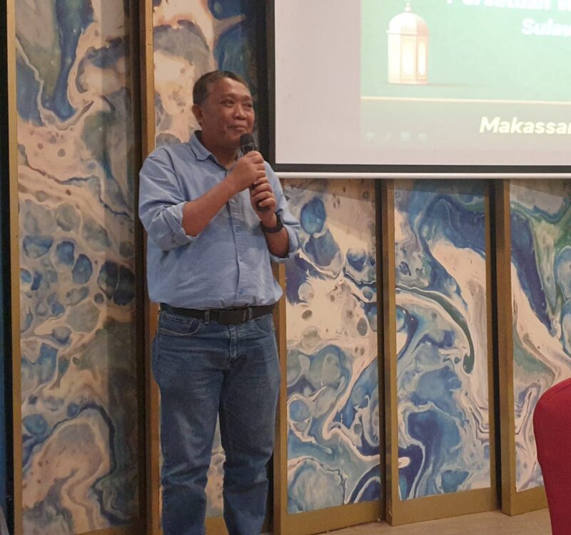 Sekretaris PWI Sulsel, Faisal Palapa memberi sambutan
