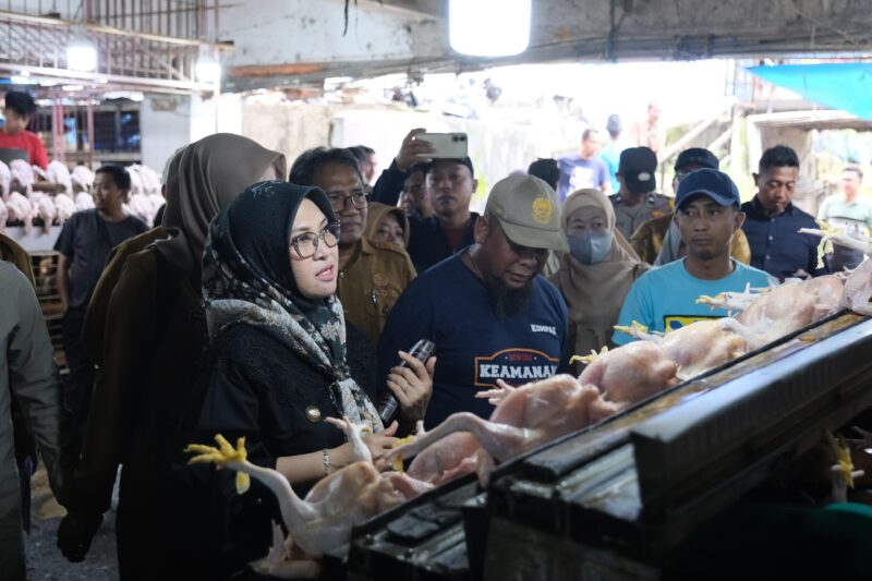 Bupati Gowa, Sitti Husniah Talenrang melakukan inspeksi langsung di Pasar Minasa Maupa dan Pasar Sentral Sungguminasa, Kecamatan Somba Opu, Selasa (17/3/2026)