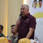 Bupati Pinrang H.A. Irwan Hamid, S.Sos memberikan sambutan pada kegiatan bimbingan teknis teknologi pertanian modern advance agricultural system (PM-AAS).